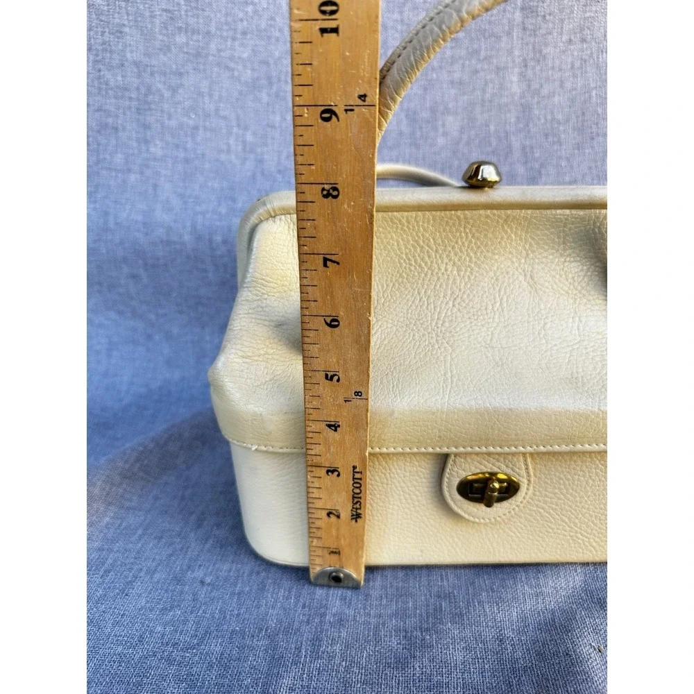 Vintage Justin Cowhide Ivory Travel Makeup Bag Train Case Handbag